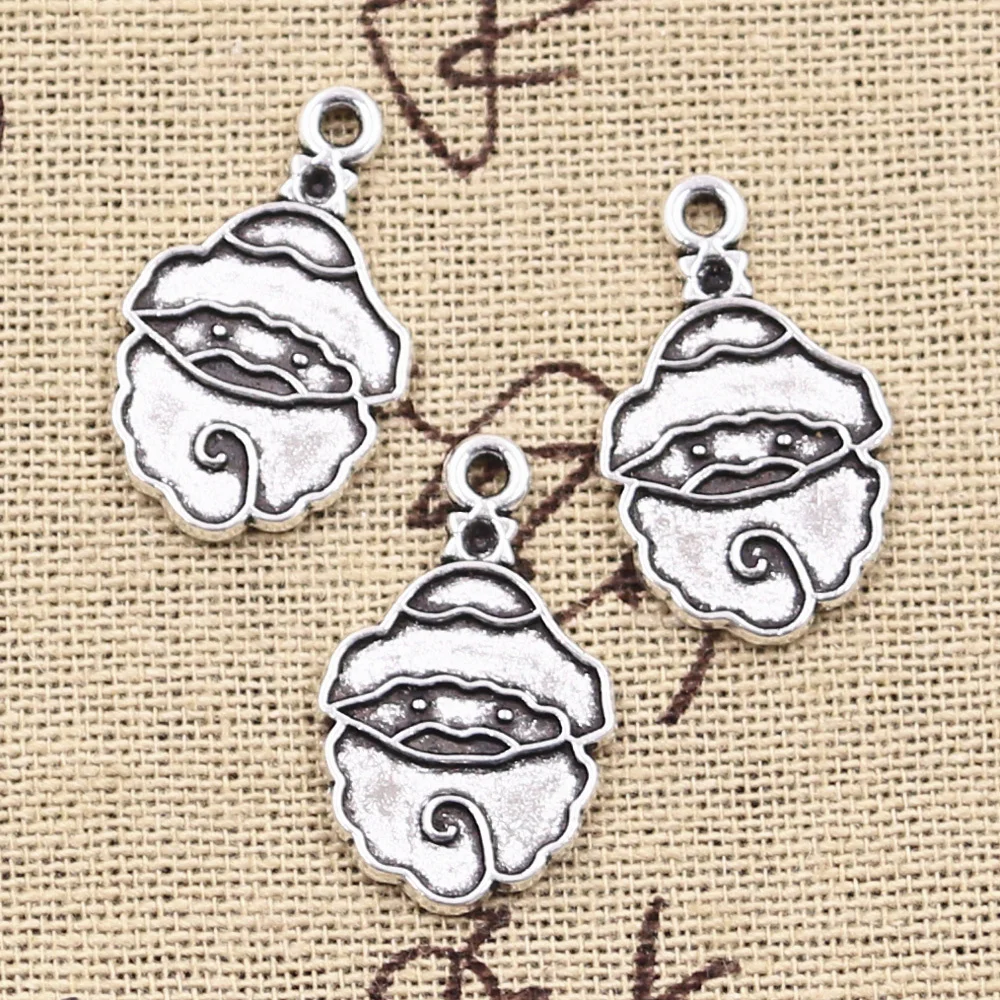 

15pcs Charms Christmas Santa Claus 24x15mm Antique Silver Color Pendants Making DIY Handmade Tibetan Finding Jewelry