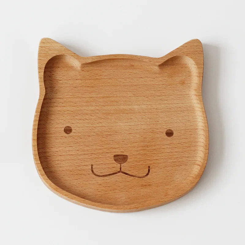 

Animal kitten bear solid wood dinner plate cartoon tray wooden new year gift snackWhole Wood lovesickness Wood Irregular Oval So
