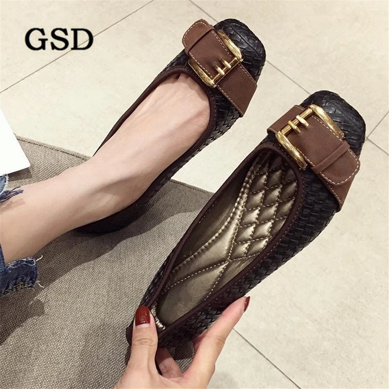 Туфли женские с квадратным носком классические клетчатые лоферы из