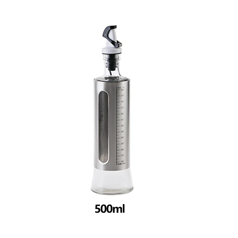 500ml automatic Стеклянная бутылка из нержавеющей стали для масла и уксуса, Диспенсер оливкового масла, бутылка для соуса, автоматическое Капельное масло, кухонные товары - Цвет: 500ml automatic