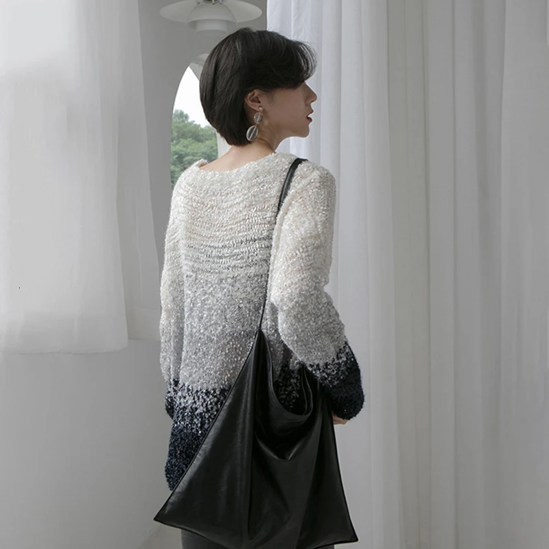 TWOTWINSTYLE/элегантные женские свитера с пайетками в стиле пэчворк круглым вырезом и