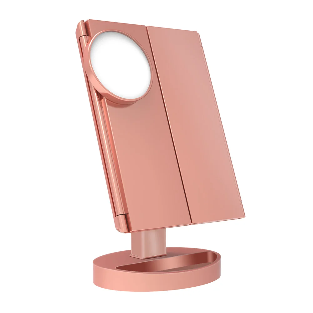 Rose Gold Mirror 22 светильник, зеркало для макияжа, настольный макияж, светодиодный сенсорный экран, 1X/2X/3X/10X увеличительное зеркало, 3 складных регулируемых зеркала - Цвет: Rose Gold Mirror