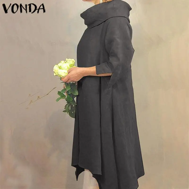 VONDA/элегантное платье-туника с коротким рукавом, вечерние платья для беременных, однотонные теплые Базовые платья с круглым вырезом, повседневные офисные платья для беременных