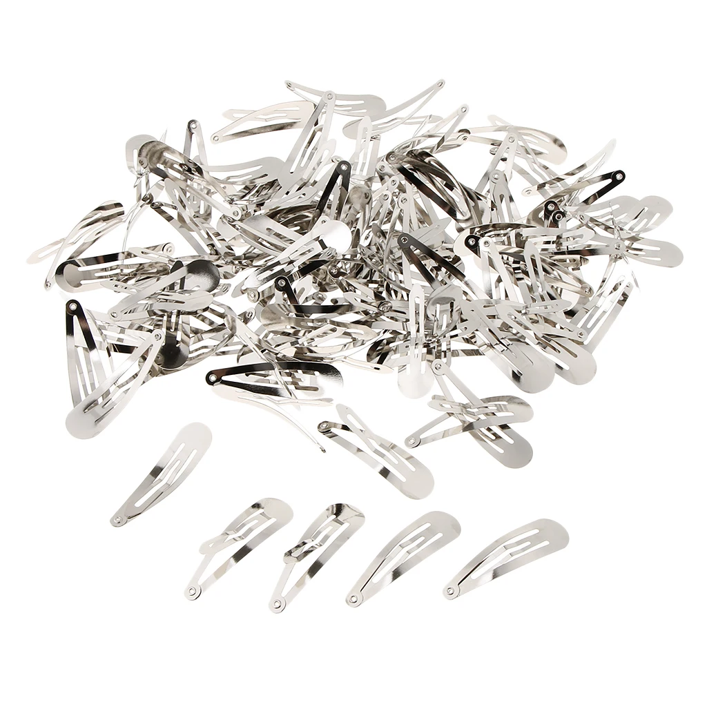 100 Pieces Snap Hair Clips Metal Barrettes Slide for Baby Girls Women Accessories 50 mm images - 6