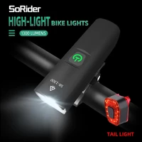 sorider 1300 lumens bike light usb rechargeable bike headlight bright flashlight front light road mtb cycling