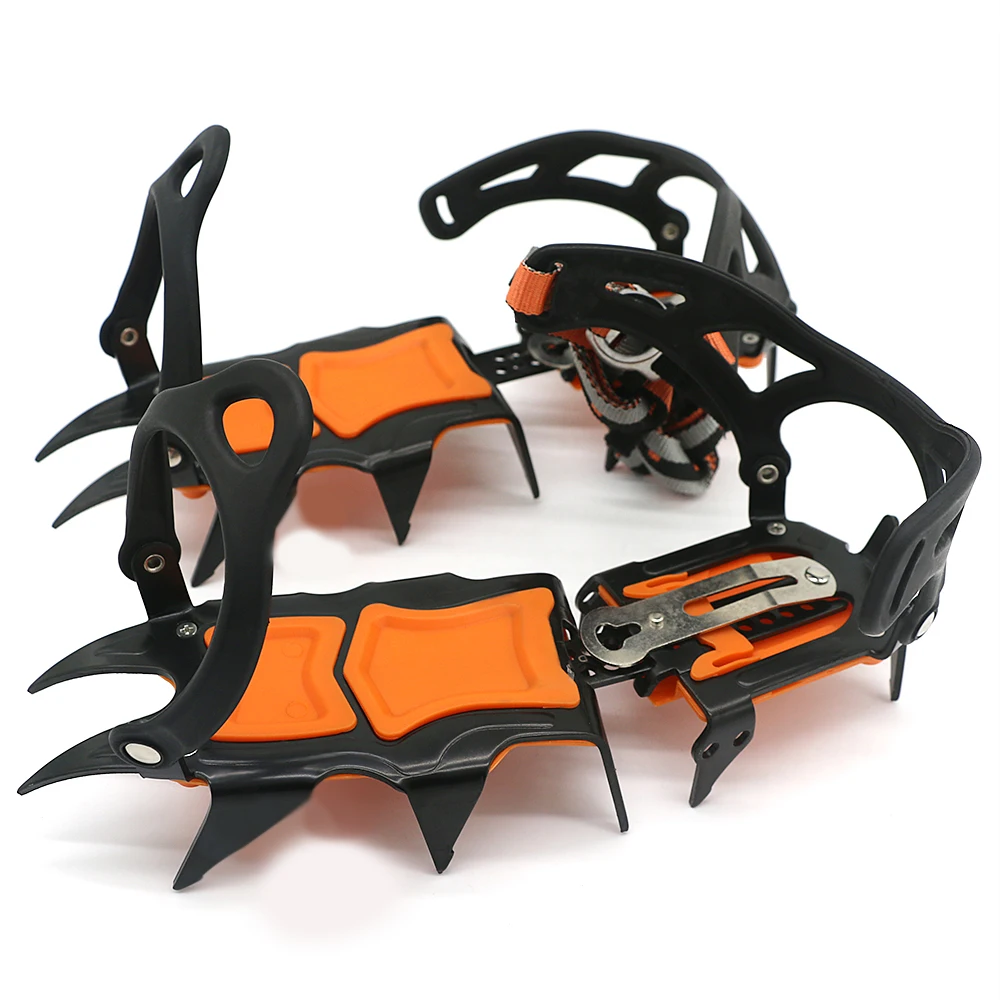 

12 Teeth Ice Crampons Climbing Shoes Grippers Ice Gripper Anti-skid Ice Spikes Snow Traction Cleats Carabiner Mountaineering