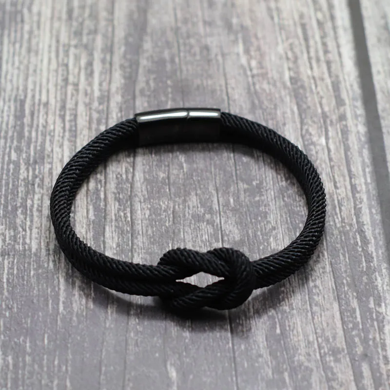 Модный мужской магнитный браслет из нержавеющей стали ручной работы тканый