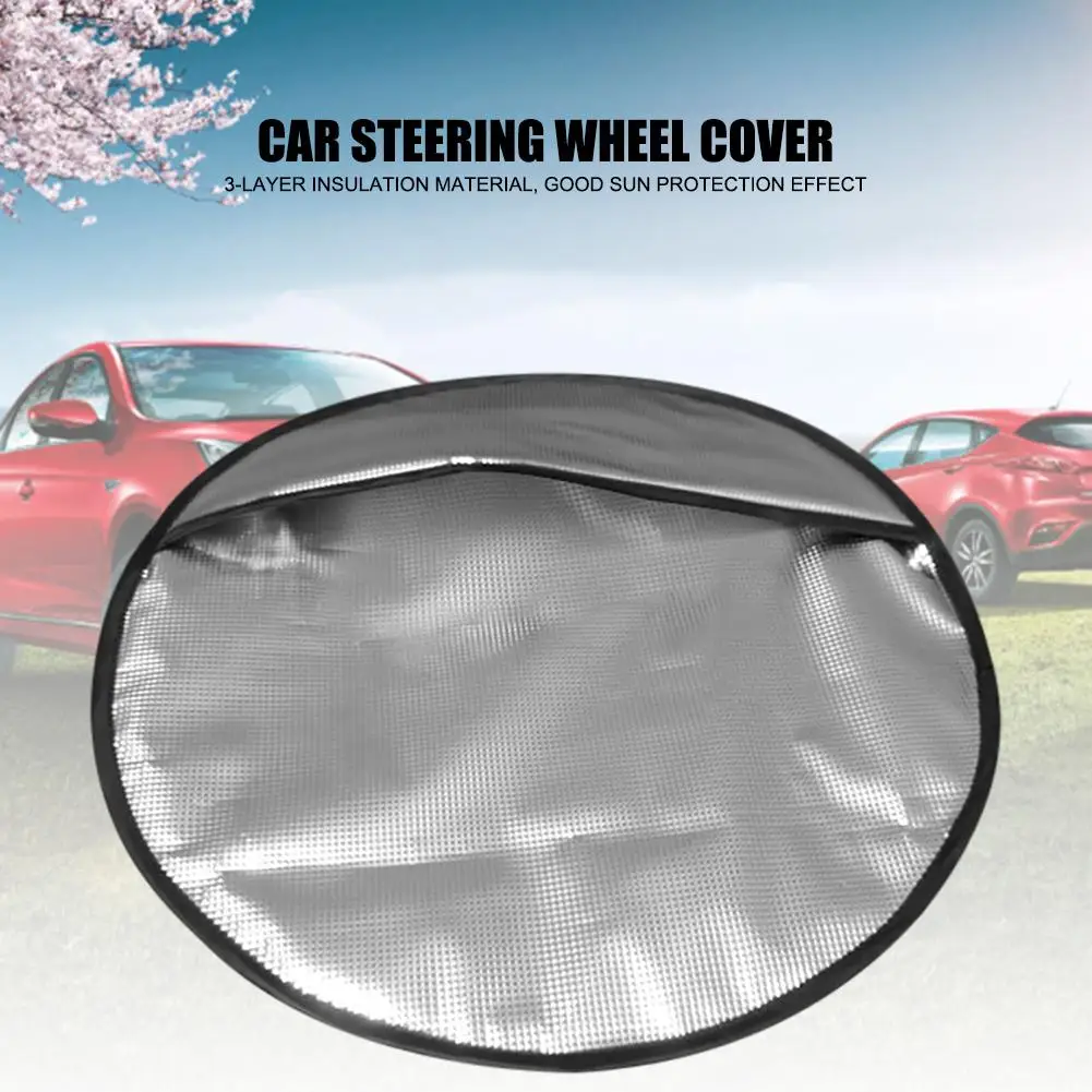 

Car Steering Wheel Cover 3 Layers Anti-scalding Sun Protection Aluminum Foil Steering Wheel Insulation Sleeve Auto Accessories
