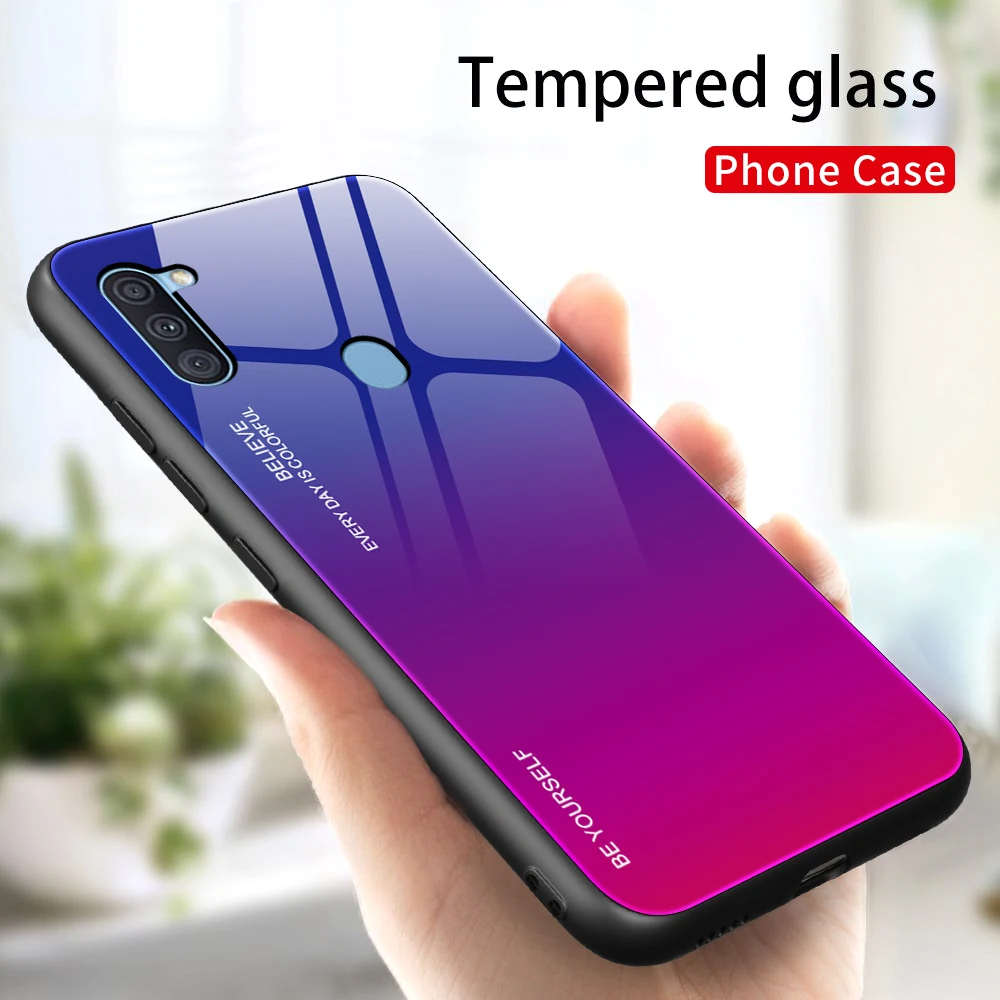 Чехол из закаленного стекла для Samsung A11 A31 31 градиентный чехол Galaxy A1 1 11A защитный |