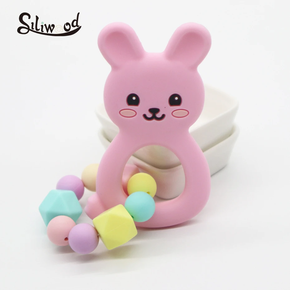Baby Rattle Teether Teething Toys For Newborns Silicone Beads Rabbit Hexagon 12mm Tiny Rod Crib | Игрушки и хобби