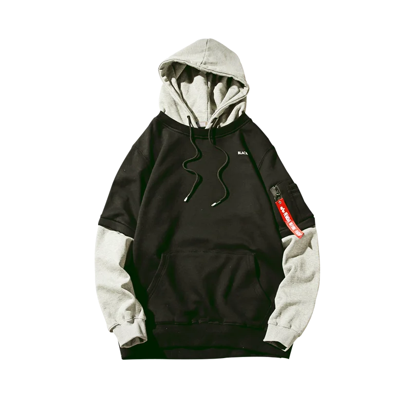 Cool Sweatshirt Men Hip Hop patchwork Long Sleeve Pullover contrast Hoodies Sweatshirt hoodies Men high quality