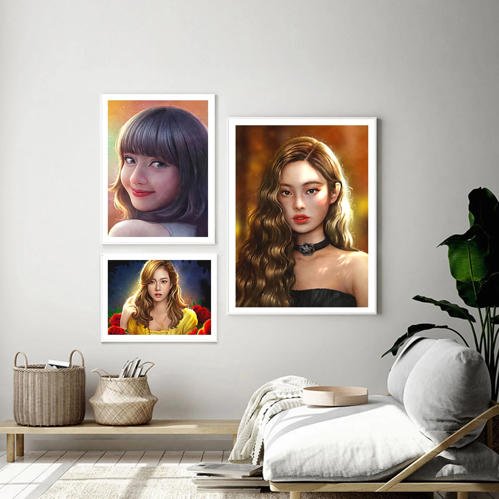 Черно-розовый художественный постер по технологии ощущения печать Корея девушки