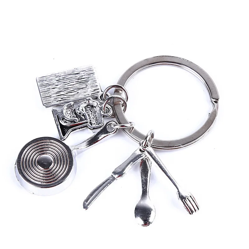 1Pcs Cook Keychain Chef Gift Fried Egg Silver Color Cutlery Kitchen | Украшения и аксессуары