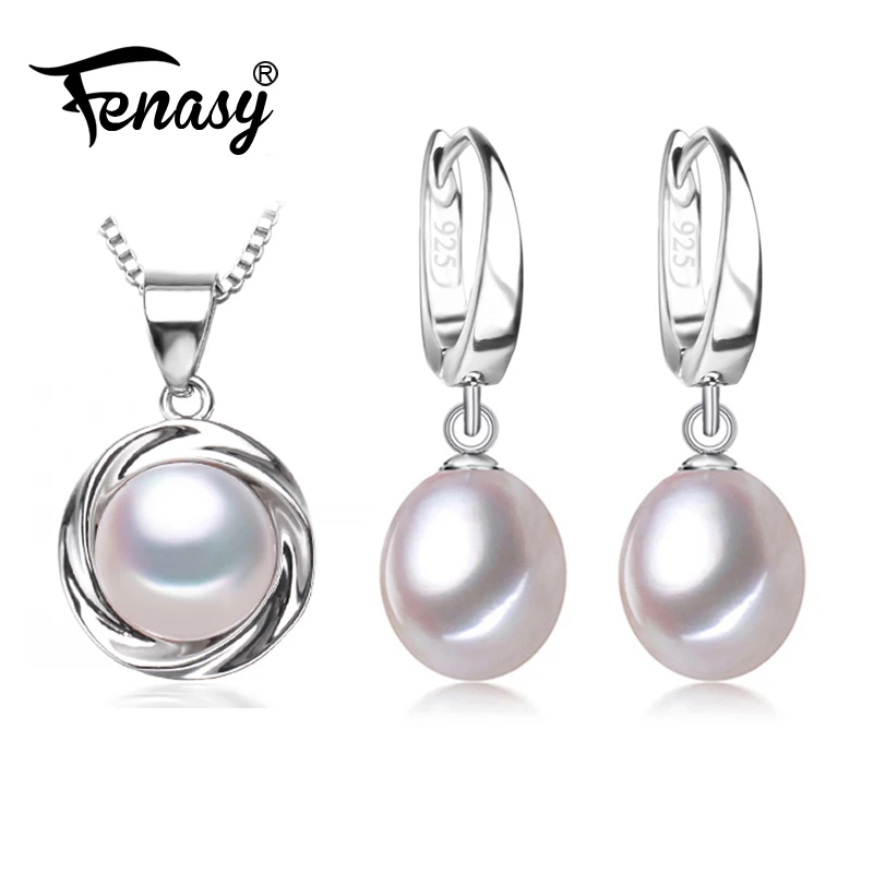 Комплект из колье и серёг серебра 925 пробы с натуральным жемчугом|Ювелирные