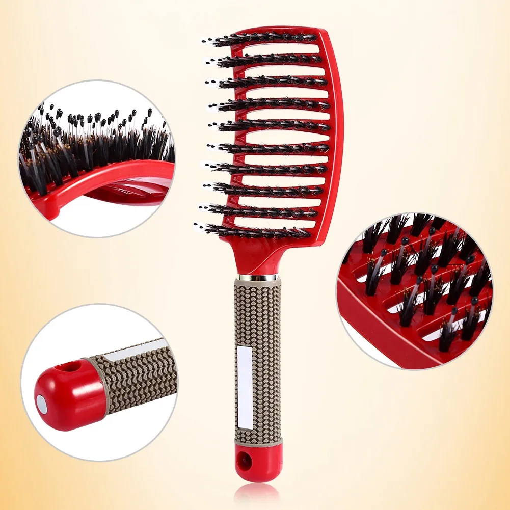 Щетка для волос массажная расческа головы нейлоновая щетка с резиновой ручкой