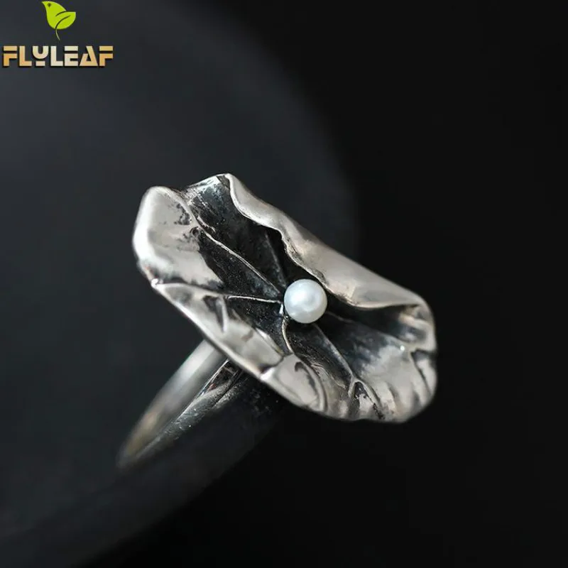 Flyleaf серебро 925 пробы Пресноводный Жемчуг лист лотоса открытые кольца для женщин