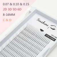 seashine silk premade russian volume fans soft 2d3d4d5d6d eyelashes long stem lash pre made eyelash extensions supplies