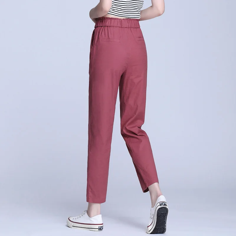 

New Women Pencil 2020 Summer Waist Ladies Ankle-Length Trousers Casual High Quality Female Korean Harajuku Pants