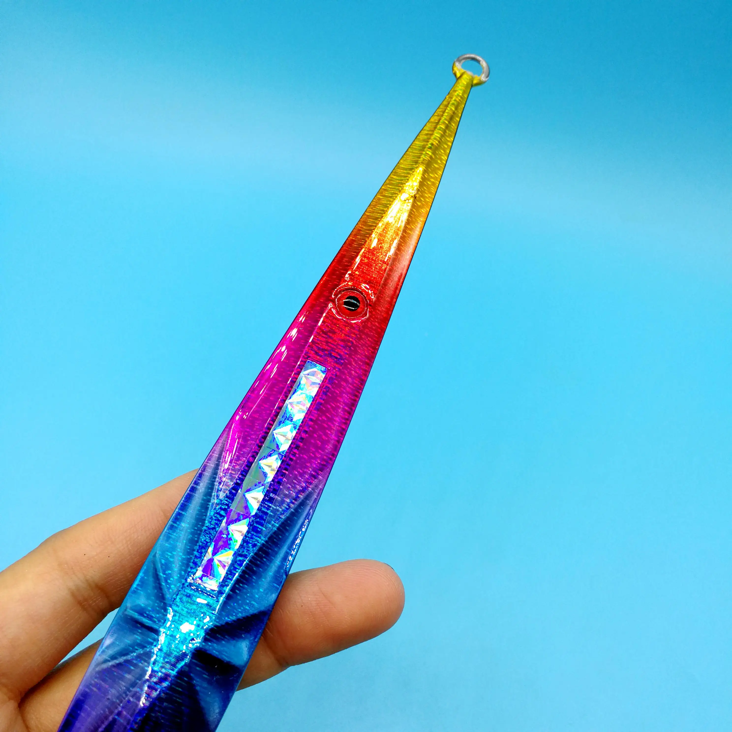 

HOOFISH 4PCS/LOT NEW Lead Fish Deep Sea Metal Jig Jigging Fishing Lure 300g/350g/400g 4colors Luminous 3D EYES HARD Bait