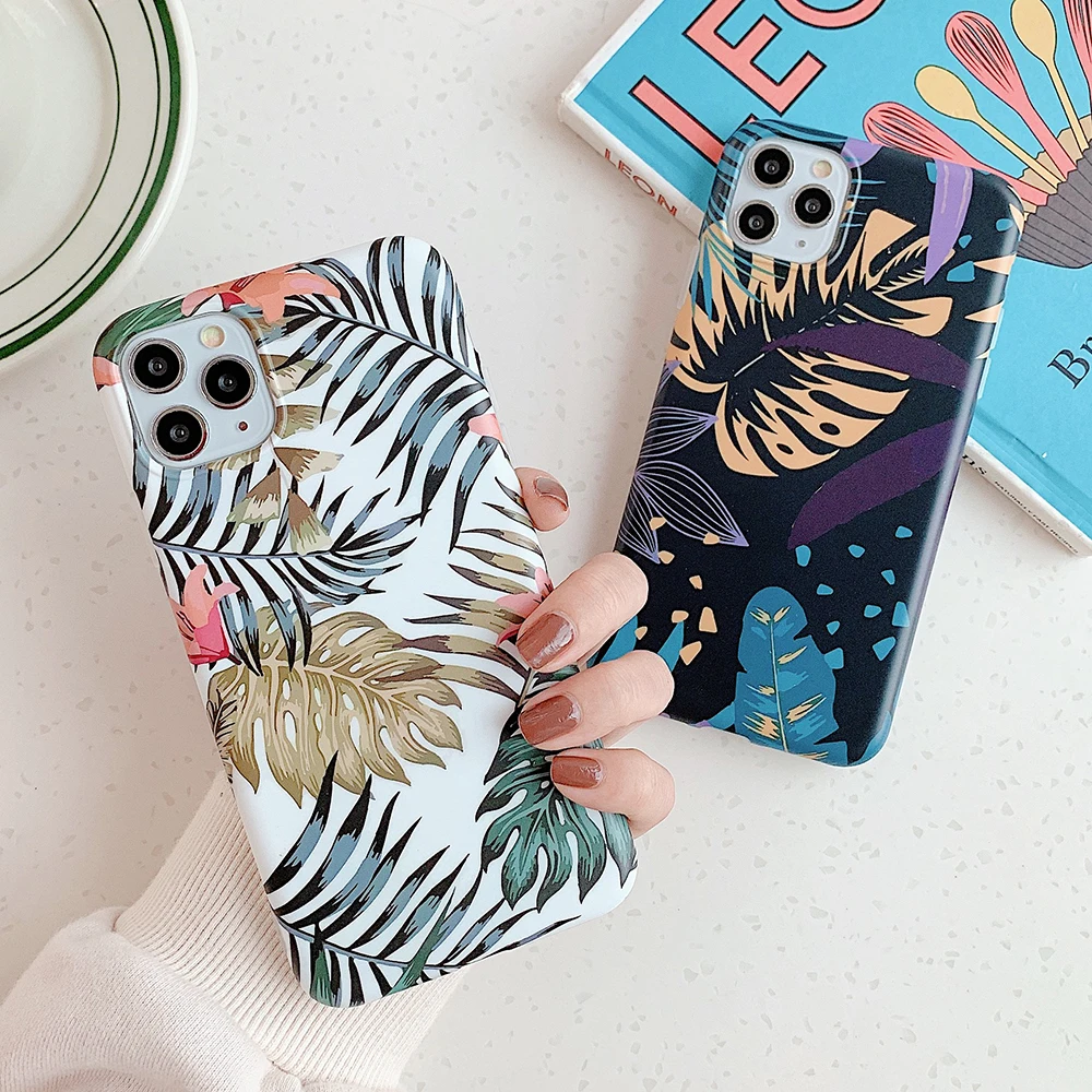 LOVECOM Винтажный чехол для телефона с банановым листом и держателем iPhone 12 Mini 11 Pro Max XR