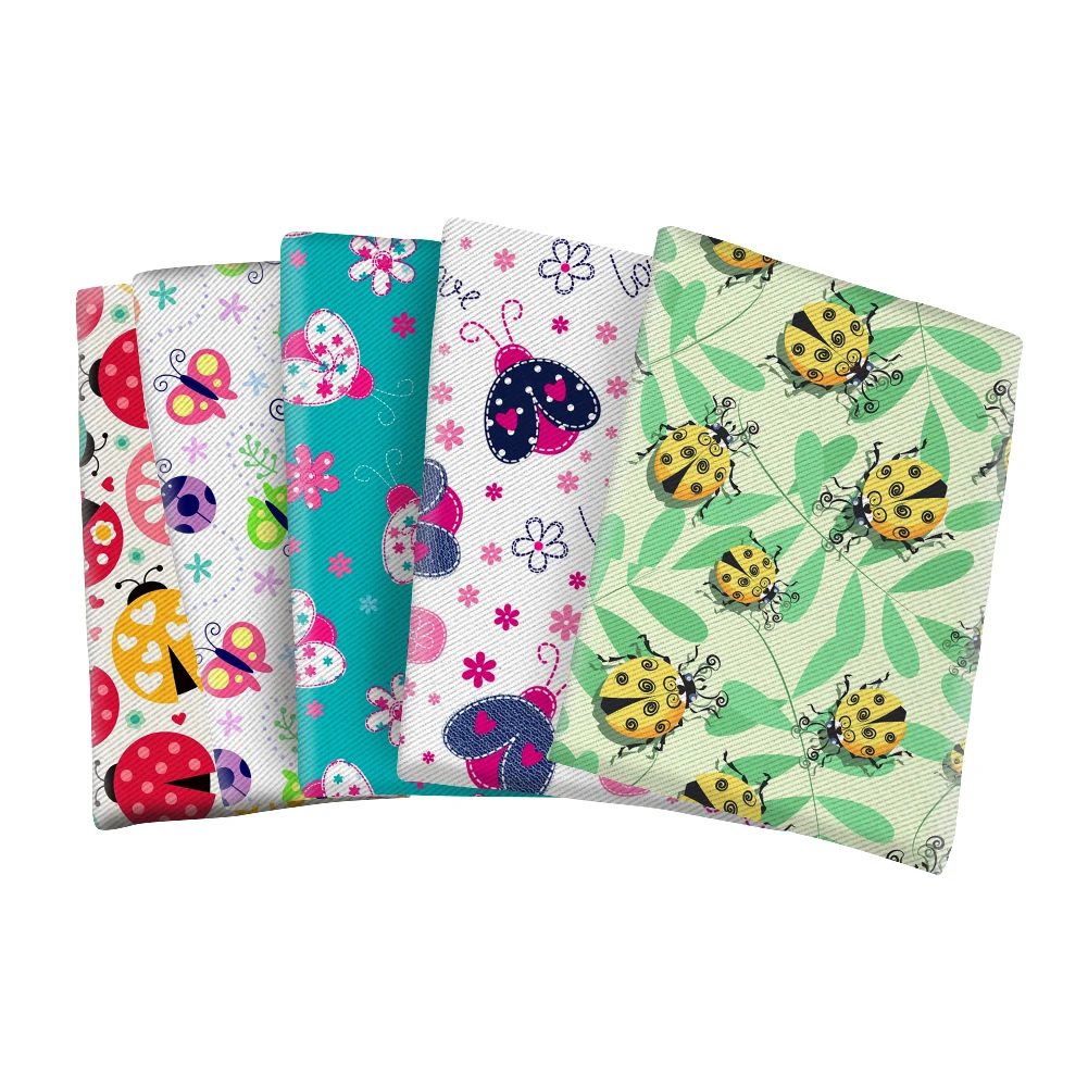 

Cute Ladybug Printed Polyester Cotton Fabric for Kids Clothes Hometextile Curtain Cushion Cover DIY 50*145CM