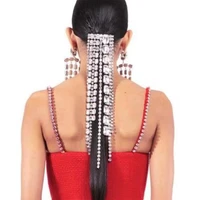 luxury big square crystal hair comb clip hair chain hair accesories for women rhinestone head chain bridal wedding headband jewe