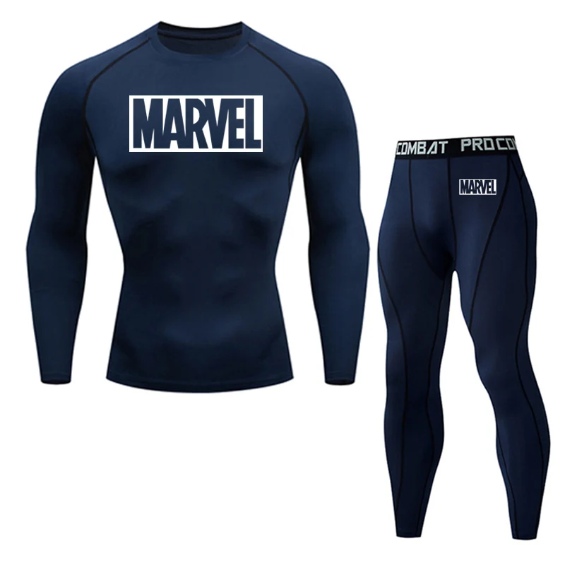 2-piece set Термобелье для мужчин, мужская термо одежда, компрессионный набор, термальные колготки, зимние леггинсы, баскетбольный костюм, Быстросохнущий - Цвет: 2-piece set