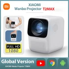Global Android XIAOMI Wanbo Projector T2 MAX 4K HD 1080P Mini LED WIFI 200ANSI для телефона YouTube Портативный домашний кинотеатр Кинотеатр 1920 * 1080P Коррекция трапецеидальных искажений