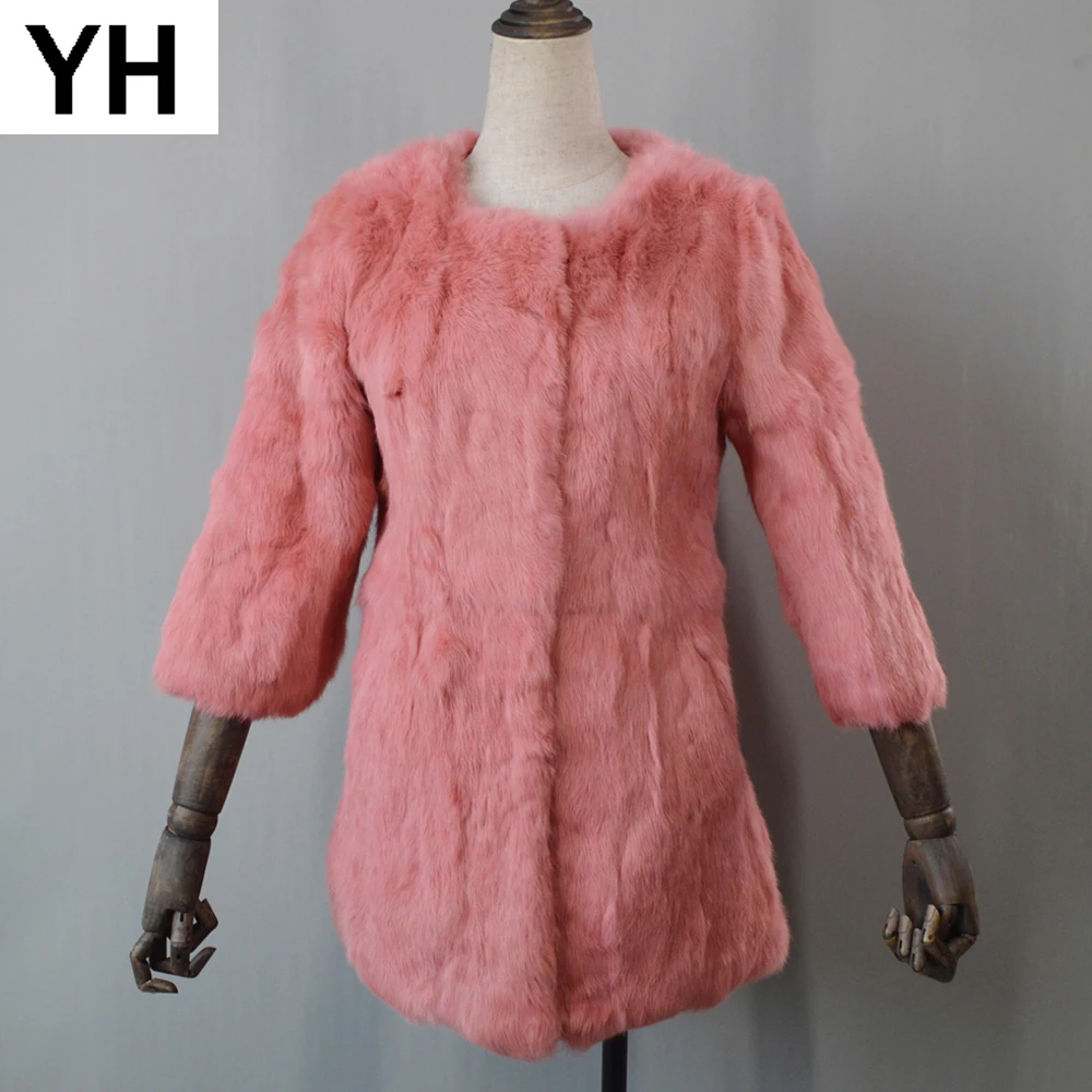 2021 Новое Женское длинное пальто из натурального кроличьего меха Женские зимние