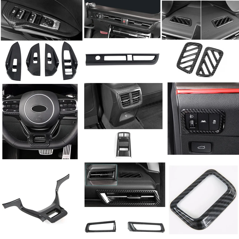 

LHD! Автомобильный Стайлинг 12 шт. ABS углеродное волокно с принтом интерьер комплект Крышка Накладка для Kia Optima K5 2020 2021 аксессуары