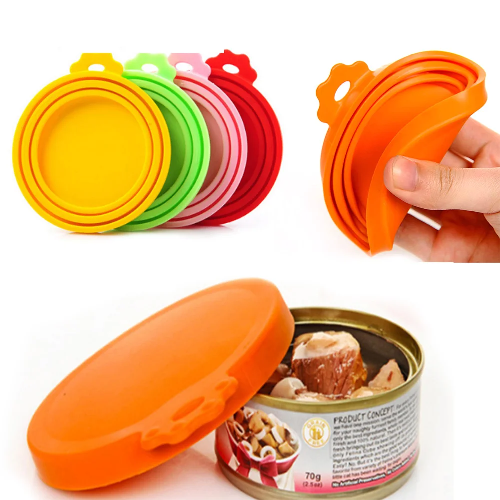 

Reusable Pet Food Can Cover Silicone Dogs Cats Storage Tin Cap Cover Pet Supplies