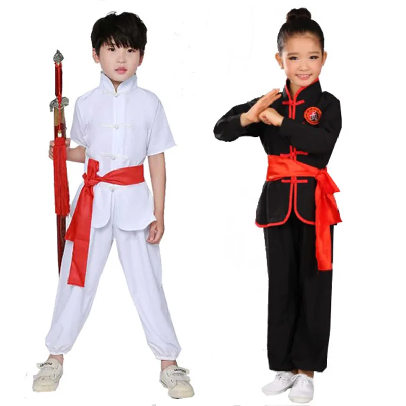 Kid Adult Kung Fu Uniform Traditional Chinese Clothing For Boys Girls Wushu Costume Suit Set Tai Chi Folk Performance Outfit