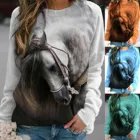 Женская Толстовка с принтом масляной живописи лошади, Повседневная Толстовка, пуловер с длинным рукавом, Свободный свитшот, Худи Оверсайз Толстовка