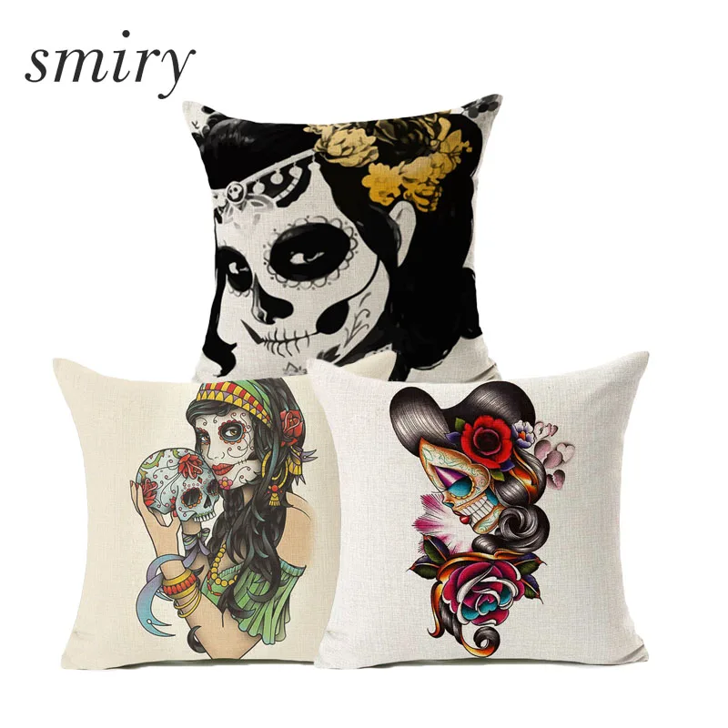 Smiry Sugar Подушка с черепом чехол панк череп цветок домашняя декоративная подушка
