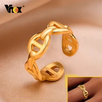 vnox gold tone chain rings for women stainless steel metal chic finger band dainty elegant lady party street wear jewelry