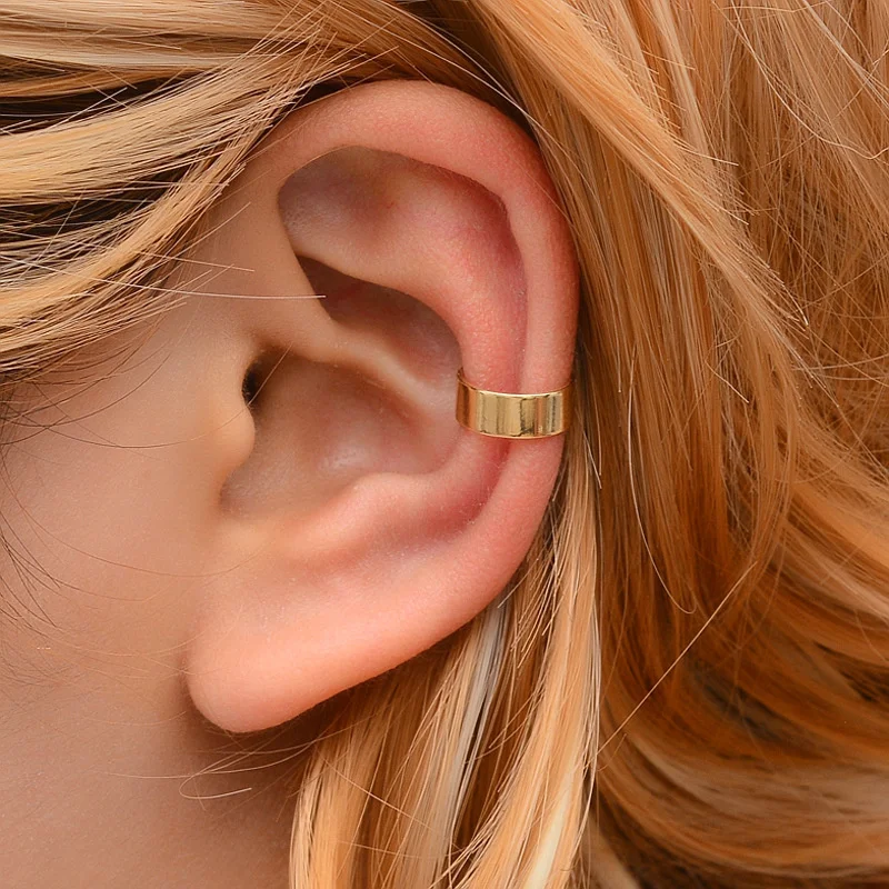 

2021 New Gold Silver Color Simple Hollow Metal Line Geometric Circle No Piercing Ear Clip Earrings for Women Jewelry