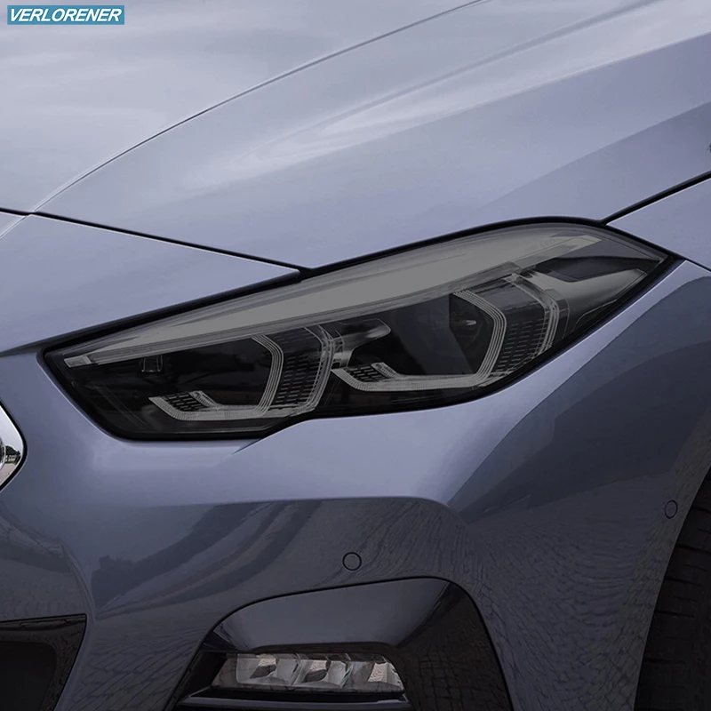 

2 шт. Защитная пленка для автомобильных фар, дымчатый черный оттенок, виниловая прозрачная наклейка из ТПУ для BMW 2 серии F44 Gran Coupe M235i