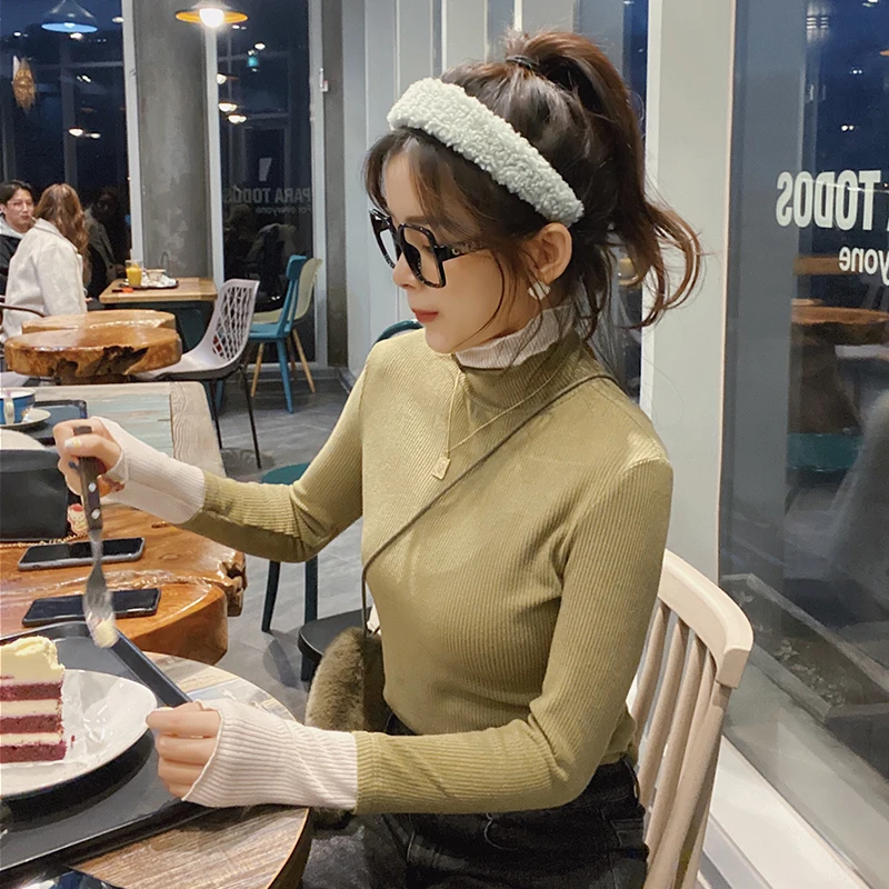 MISHOW осенне-зимний облегающий вязаный свитер женский базовый однотонный теплый