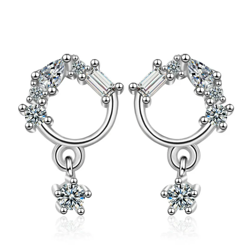 Модные круглые инкрустированные серьги из циркона простой дизайн чувство ниша