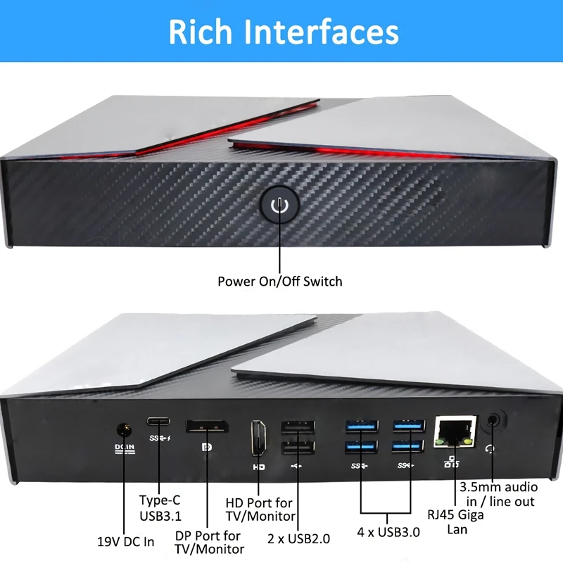 

NVISEN Y-GX01 Mini PC Intel Core i9-8950HK NVIDIA GTX 1650 Gaming PC Up to 4.8GHz DDR4*2 HDMI-compatibl DP Gamer Computer