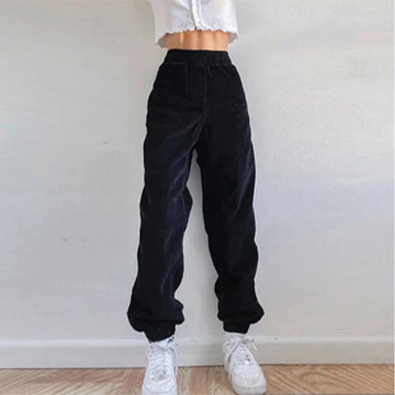 

Женские вельветовые шаровары, винтажные Свободные повседневные брюки с высокой талией, уличная мода, джоггеры, Осень-зима 2021