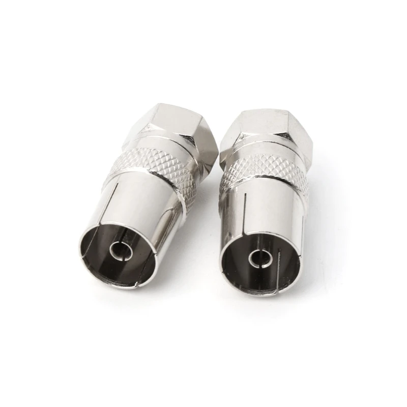 

2Pcs F Type Male Plug Connector Socket to RF Coax TV Aerial Female RF Adapters