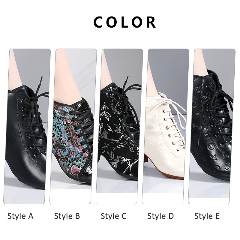 Woman Latin Dance Shoes Short Boots Outdoor Dance Boots Salsa Tango Dancing Shoes For Girls Soft Bottom White Black Ankle Boots