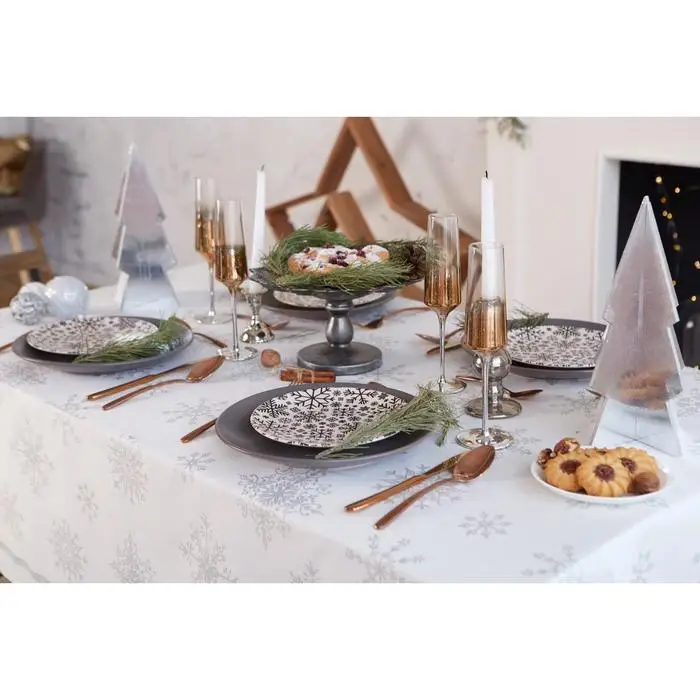 Tablecloth Ethel &quotsilver snowflakes 149 х110см 100% CHL 190g/m2 textile for kitchen table cloth | Дом и сад
