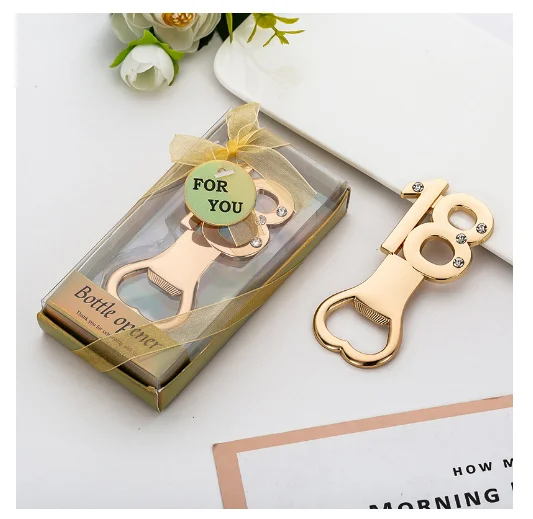 2 шт Золото 18 цифровой открывалка для бутылок номер с бриллиантом Свадьба Юбилей