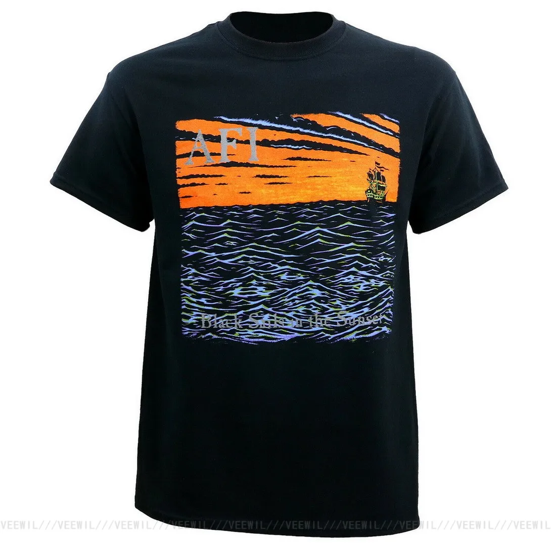 

Authentic AFI Black Sails Album Cover Tops Tee T Shirt Black S M L XL 2XL NEW Retro O Neck Tops T-Shirt