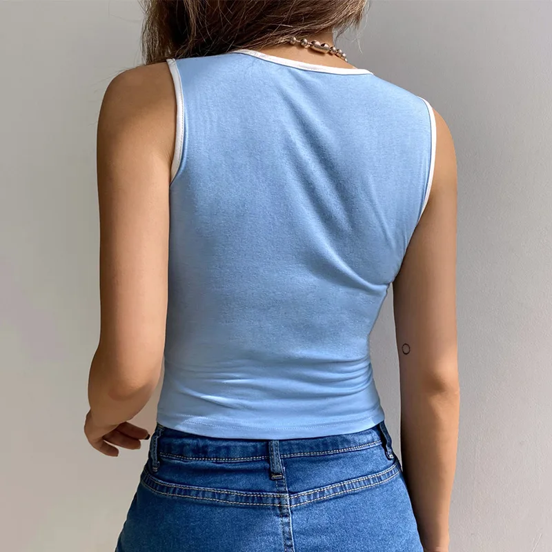 

DUAYR 2021 Summer Blue y2k top Fashion Casual Crop Top Personalized Kawaii Dragonfly Print Women's Tops Sleeveless Tank top