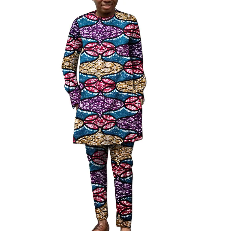 

Black Strip Design Dashiki Patchwork Shirts African Print Trousers Custom Made Pant Sets Male Groom Suits Ankara Outfits