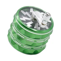 green tobacco leaf 63mm four layer hand cranked herbal grinder aluminum alloy spice vanilla transparent with lid for shisha