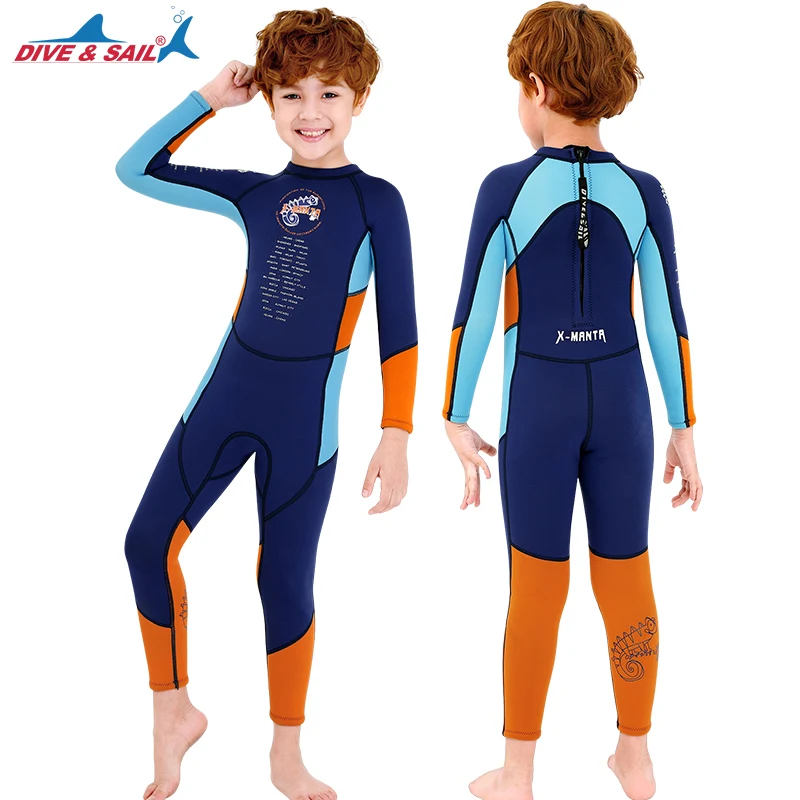 Детский Гидрокостюм неопреновый теплый купальник 2 5 мм слитный для подводного